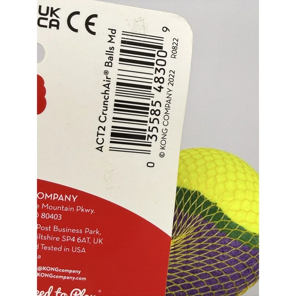 KONG CrunchAir ACT2 Dog Toy Medium 3-Pack Durable Tennis Ball Chew